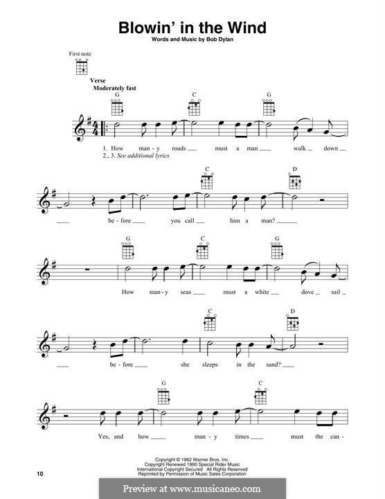 Blowin' in the Wind: Für Ukulele by Bob Dylan
