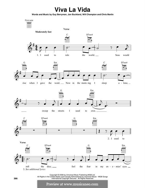 Instrumental version: Für Ukulele by Chris Martin, Guy Berryman, Jonny Buckland, Will Champion
