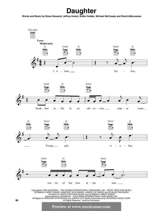 Daughter (Pearl Jam): Für Ukulele by David Abbruzzese, Eddie Vedder, Jeff Ament, Mike McCready, Stone Gossard