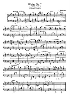 Walzer Nr.7: Bearbeitung für Klavier (leichte Fassung) by Johannes Brahms