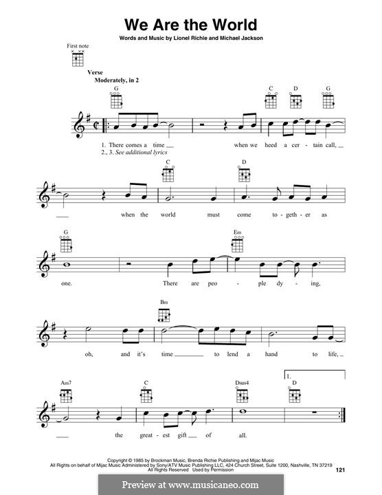 We are the World (USA for Africa): Für Ukulele by Lionel Richie, Michael Jackson