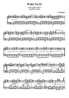 Walzer Nr.14: Bearbeitung für Klavier (leichte Fassung) by Johannes Brahms