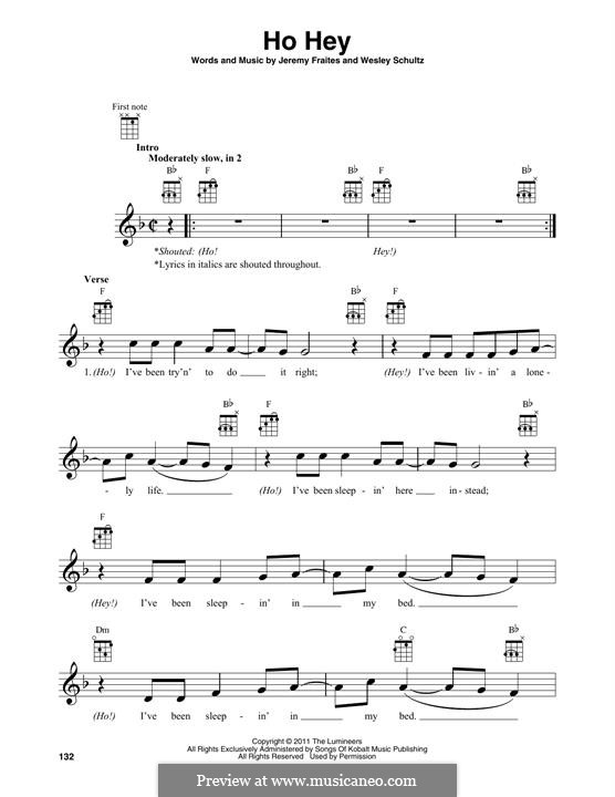 Ho Hey (The Lumineers): Für Ukulele by Jeremy Fraites, Wesley Schultz