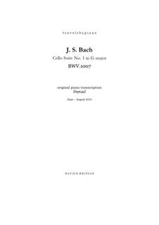 Suite für Cello Nr.1 in G-Dur, BWV 1007: Bearbeitung für Klavier, tbpt49 by Johann Sebastian Bach