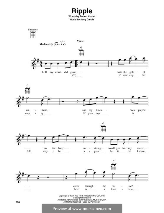 Ripple (The Grateful Dead): Für Ukulele by Jerry Garcia, Robert Hunter