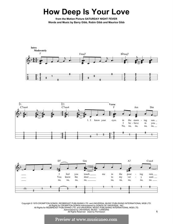 How Deep Is Your Love (The Bee Gees): Für Ukulele by Barry Gibb, Maurice Gibb, Robin Gibb
