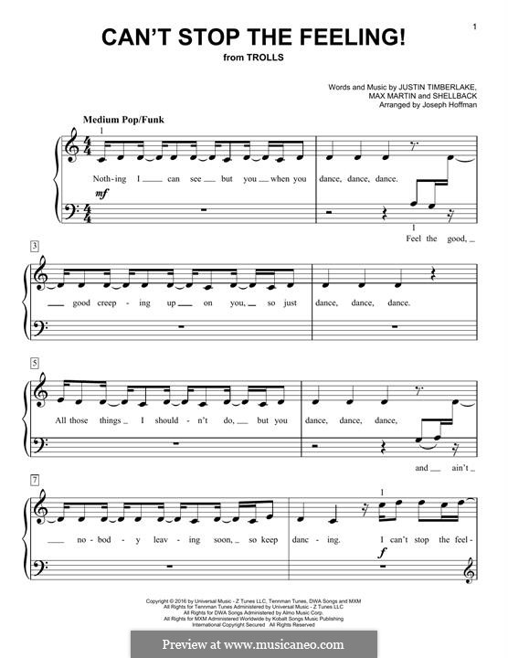 Piano-vocal version: Für Klavier by Shellback, Justin Timberlake, Max Martin