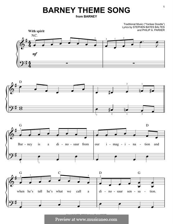 Barney Theme Song (from Barney): Für Klavier by folklore