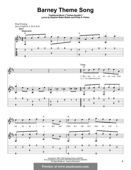 Barney Theme Song (from Barney): Für Gitarre by folklore