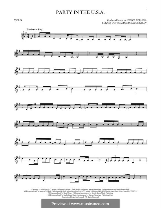 Party in the U.S.A. (Miley Cyrus): Für Violine by Claude Kelly, Jessica Cornish, Lukas Gottwald