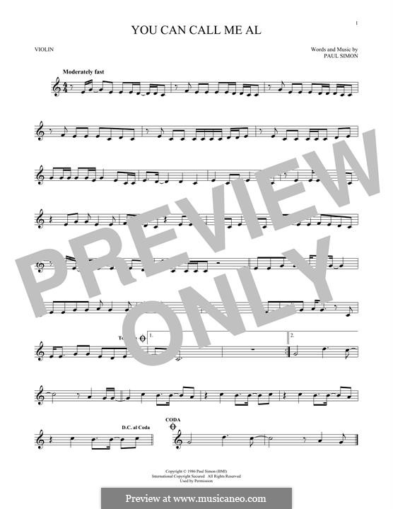 You Can Call Me Al: Für Violine by Paul Simon