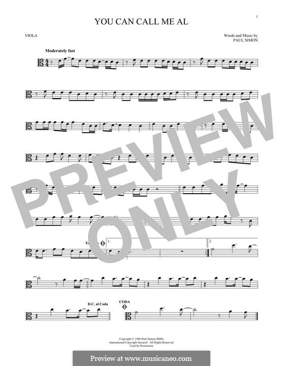 You Can Call Me Al: For viola by Paul Simon