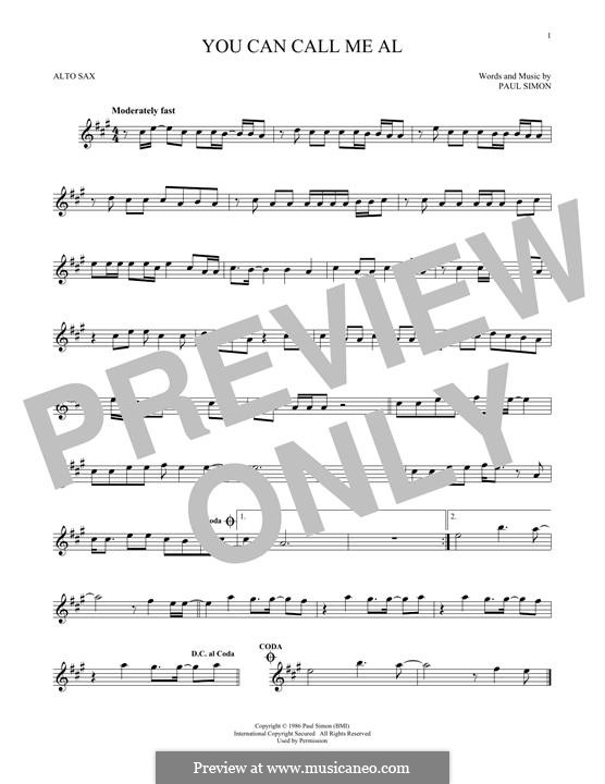 You Can Call Me Al: Für Altsaxophon by Paul Simon