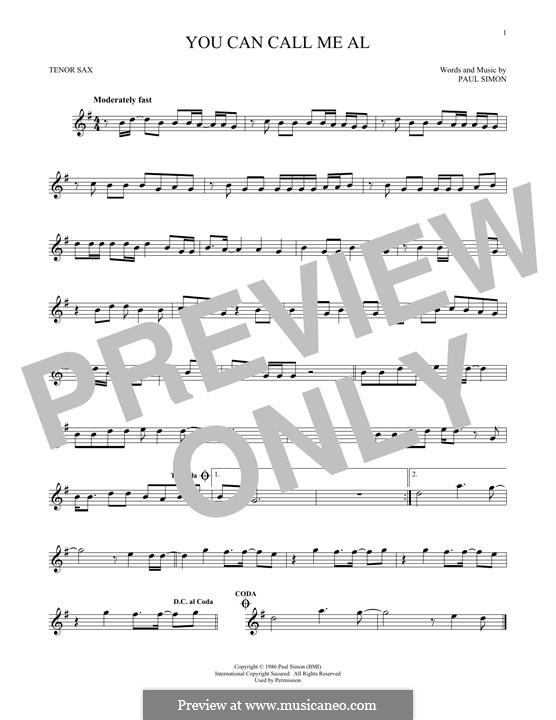 You Can Call Me Al: Für Tenorsaxophon by Paul Simon