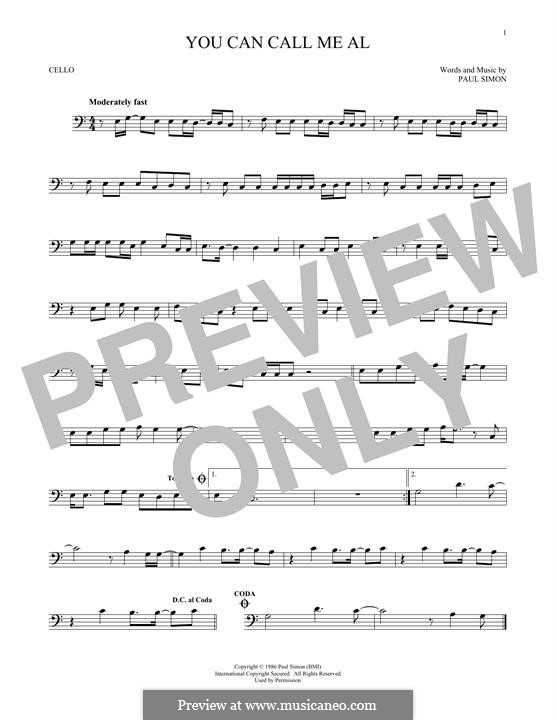 You Can Call Me Al: Für Cello by Paul Simon