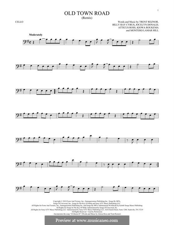 Old Town Road (Remix): Für Cello by Atticus Ross, Trent Reznor, Jocelyn Donald, Billy Ray Cyrus, Kiowa Roukema