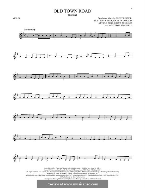 Old Town Road (Remix): Für Violine by Atticus Ross, Trent Reznor, Jocelyn Donald, Billy Ray Cyrus, Kiowa Roukema