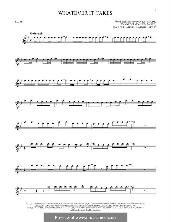 Whatever It Takes (Imagine Dragons): Für Flöte by Benjamin McKee, Daniel Reynolds, Joel Little, Daniel Platzman, Wayne Sermon