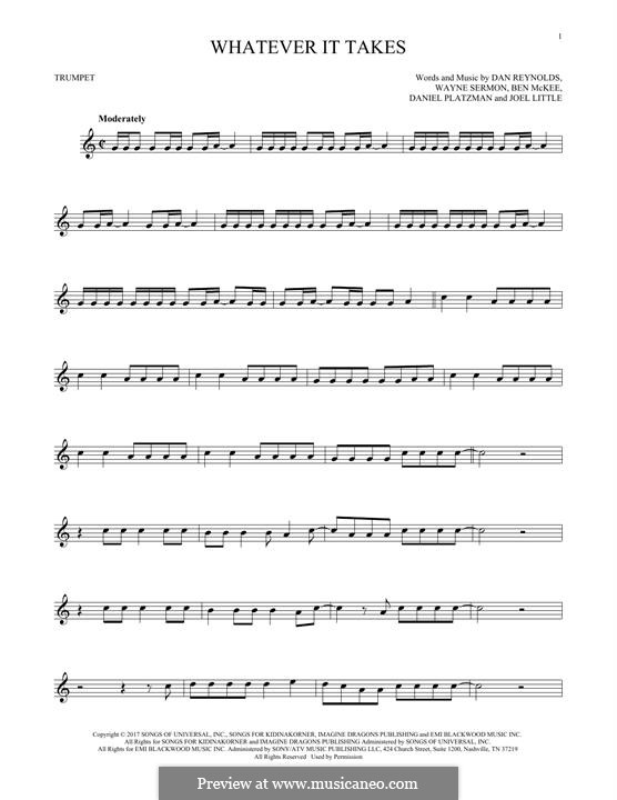 Whatever It Takes (Imagine Dragons): Für Trompete by Benjamin McKee, Daniel Reynolds, Joel Little, Daniel Platzman, Wayne Sermon