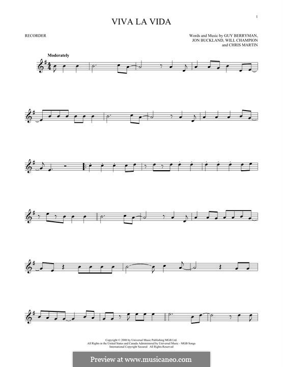 Instrumental version: Für Blockflöte by Chris Martin, Guy Berryman, Jonny Buckland, Will Champion