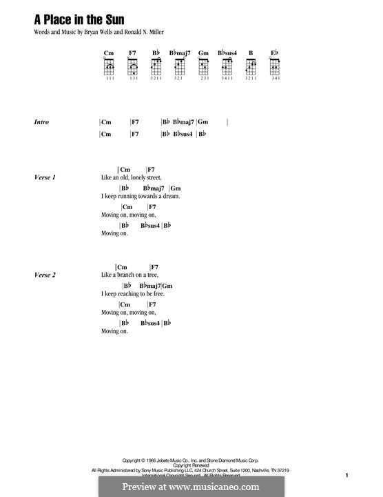 A Place in the Sun: Für Ukulele by Bryan Wells, Ronald Miller