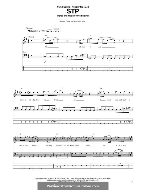STP (Sublime): Für Bassgitarre mit Tabulatur by Brad Nowell