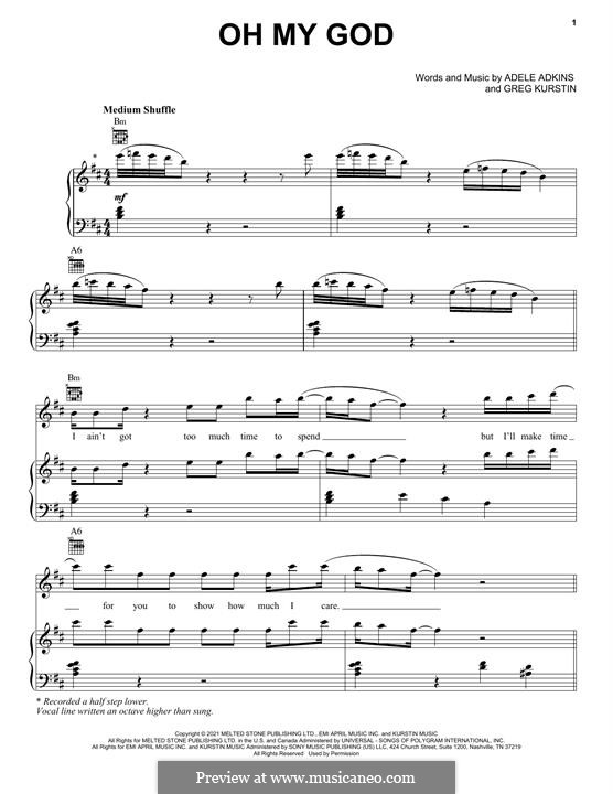 Oh My God (Adele): Für Stimme und Klavier (oder Gitarre) by Greg Kurstin