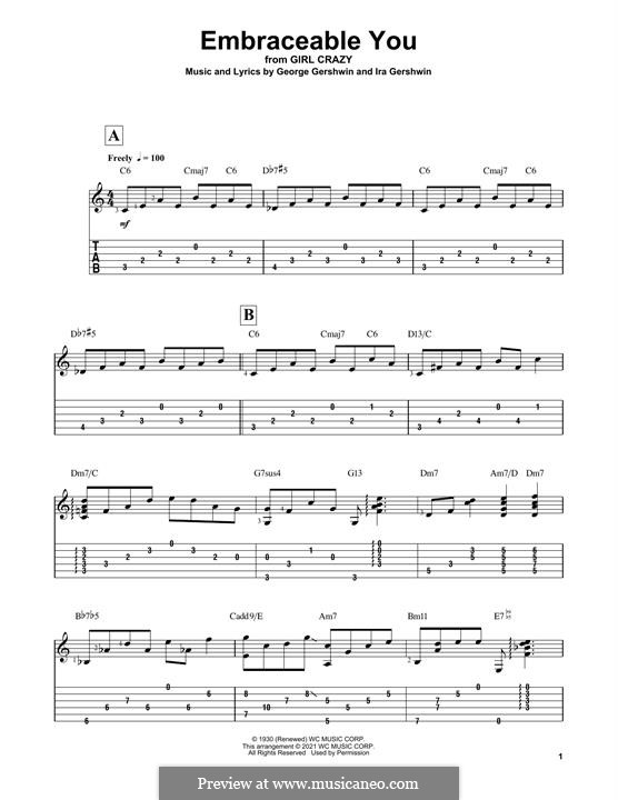 Embraceable You (from Girl Crazy): Für Gitarre mit Tabulatur by George Gershwin