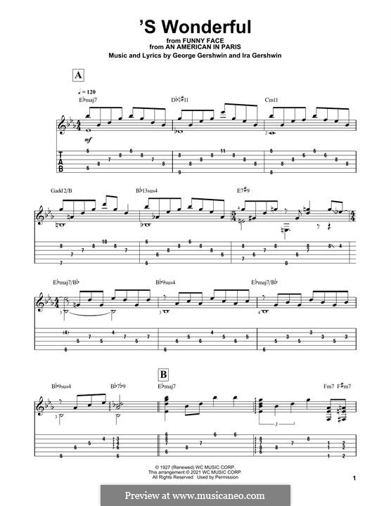 'S Wonderful: Für Gitarre mit Tabulatur by George Gershwin