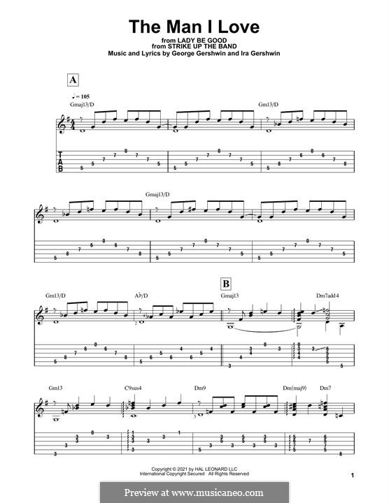 The Man I Love: Für Gitarre mit Tabulatur by George Gershwin