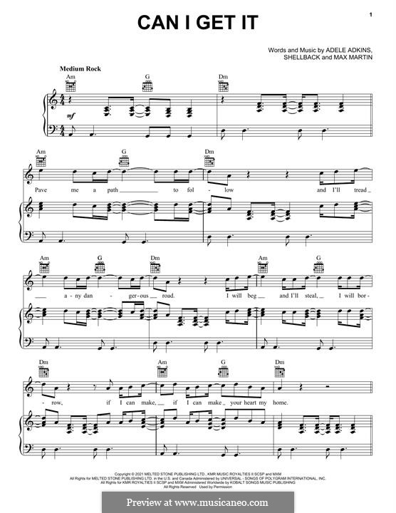 Can I Get It (Adele): Für Stimme und Klavier (oder Gitarre) by Shellback, Max Martin