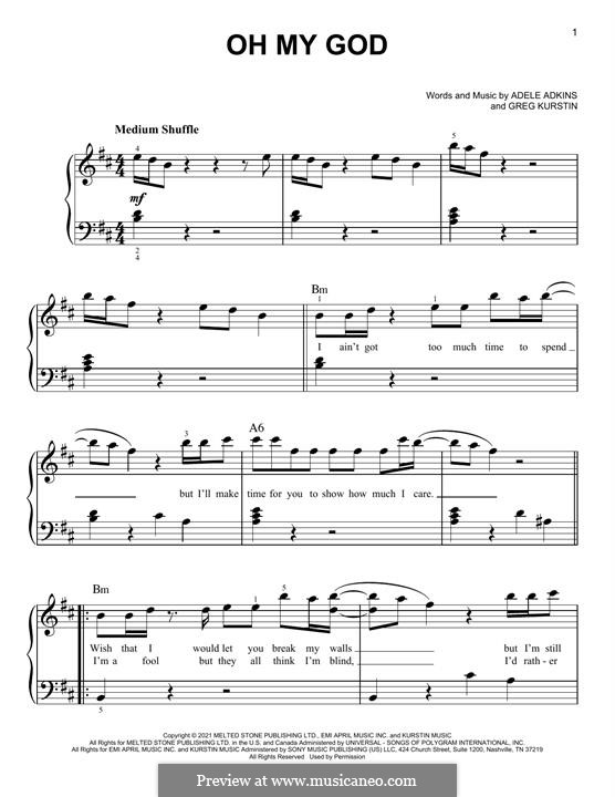 Oh My God (Adele): Für Klavier, leicht by Greg Kurstin