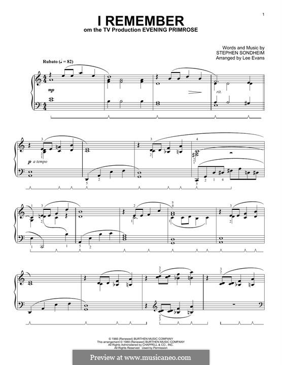 I Remember: Für Klavier by Stephen Sondheim