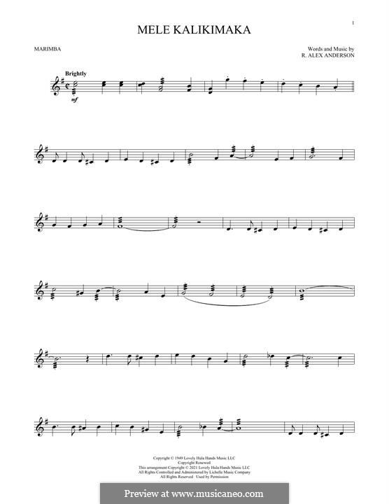 Mele Kalikimaka: For marimba by Robert Alexander Anderson