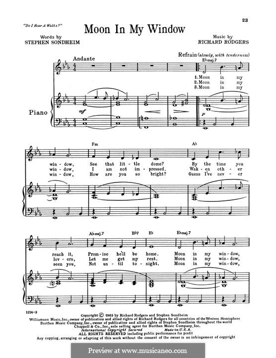 Moon In My Window (from Do I Hear A Waltz?): Moon In My Window (from Do I Hear A Waltz?) by Richard Rodgers