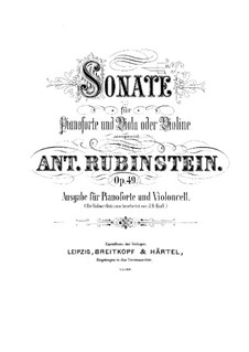 Sonate für Bratsche (oder Cello) und Klavier in f-Moll, Op.49: Partitur by Anton Rubinstein