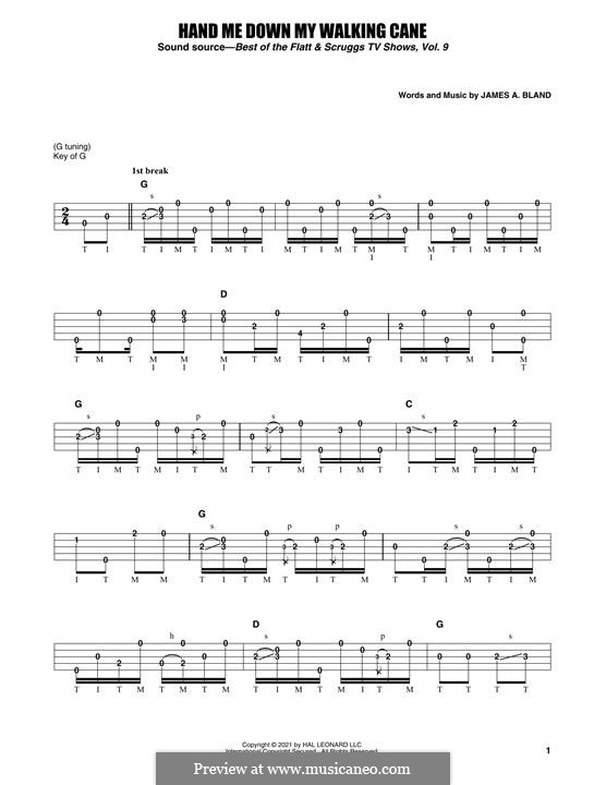 Hand Me Down My Walking Cane (Earl Scruggs): Hand Me Down My Walking Cane (Earl Scruggs) by James A. Bland