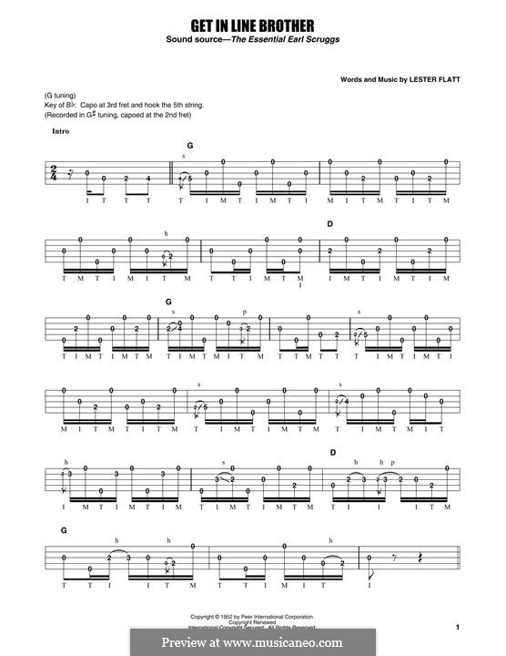 Get In Line Brother (Flatt & Scruggs): For banjo by Lester Flatt