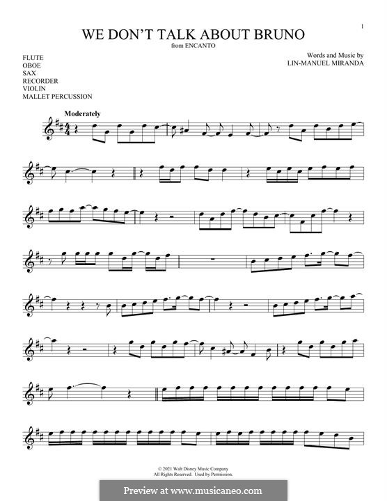 We Don't Talk About Bruno (from Encanto): Für Flöte by Lin-Manuel Miranda
