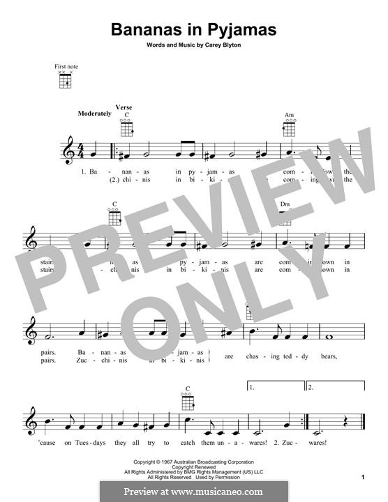 Bananas in Pyjamas: Für Ukulele by Carey Blyton