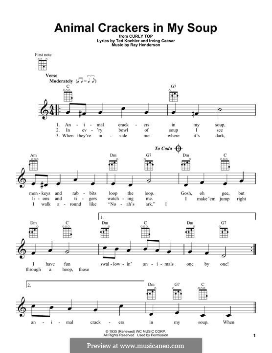 Animal Crackers in My Soup: Für Ukulele by Ray Henderson