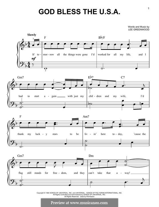 God Bless the U.S.A.: Für Klavier by Lee Greenwood