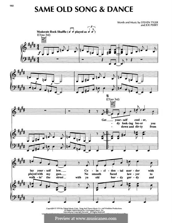 Same Old Song & Dance (Aerosmith): Für Stimme und Klavier (oder Gitarre) by Joe Perry, Steven Tyler