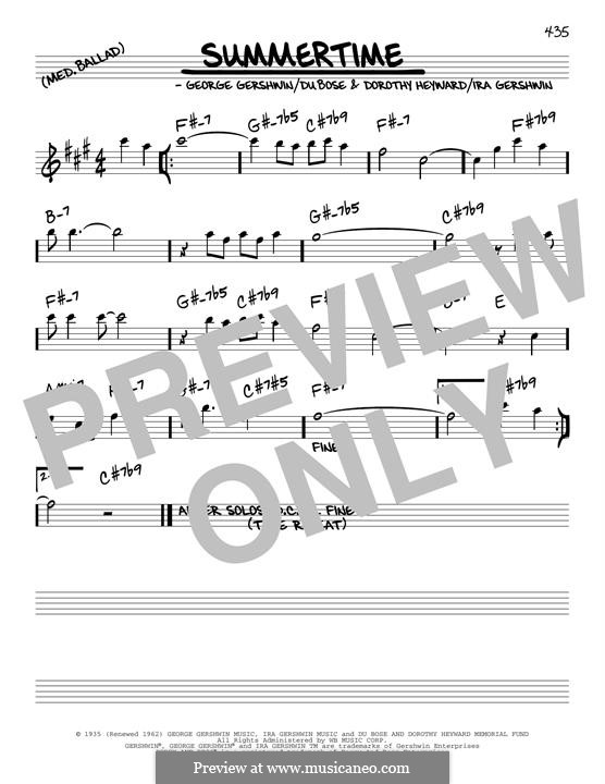 Summertime, vocal version: Melodische Linie by George Gershwin