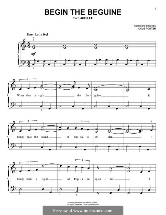 Begin the Beguine: Für Klavier, leicht by Cole Porter