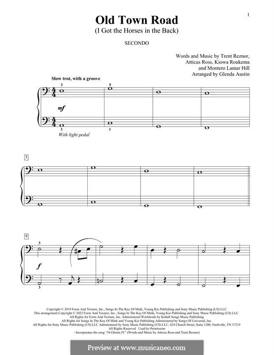 Old Town Road (Remix): Für Klavier by Atticus Ross, Trent Reznor, Jocelyn Donald, Billy Ray Cyrus, Kiowa Roukema