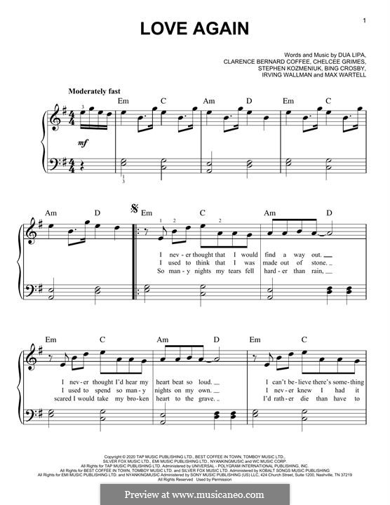 Love Again (Dua Lipa): Für Klavier by Bing Crosby