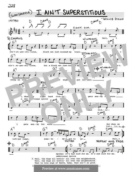 I Ain't Superstitious: Melodische Linie by Willie Dixon