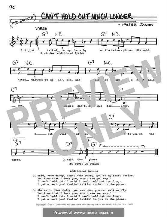 Can't Hold Out Much Longer: Melodische Linie by Walter Jacobs