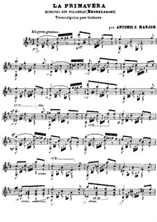 Romanze ohne Worte 'La Primavera': Für Gitarre by Felix Mendelssohn-Bartholdy